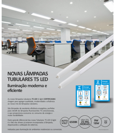 Lâmpada Tubular T5 Certificada