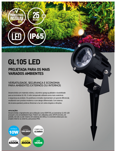 Luminárias GL105 24° 10W