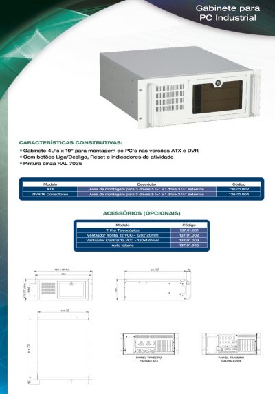 Gabinete para PC Industrial