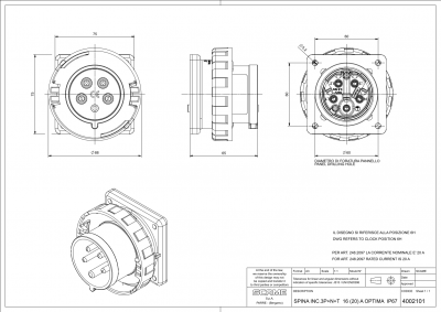 Borne de Parafuso Plugue Fixo 3P+N+T IP66/IP67 16A 3h