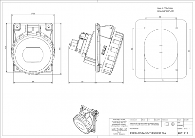 Tomada de Embutir 3P+T IP66/IP67 32A 3h