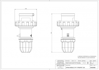 Plugue Móvel 3P+T IP66/IP67/IP69 32A 6h