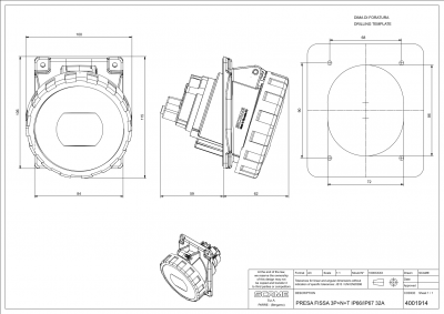 Tomada Fixa 3P+N+T IP66/IP67/IP69 32A 3h